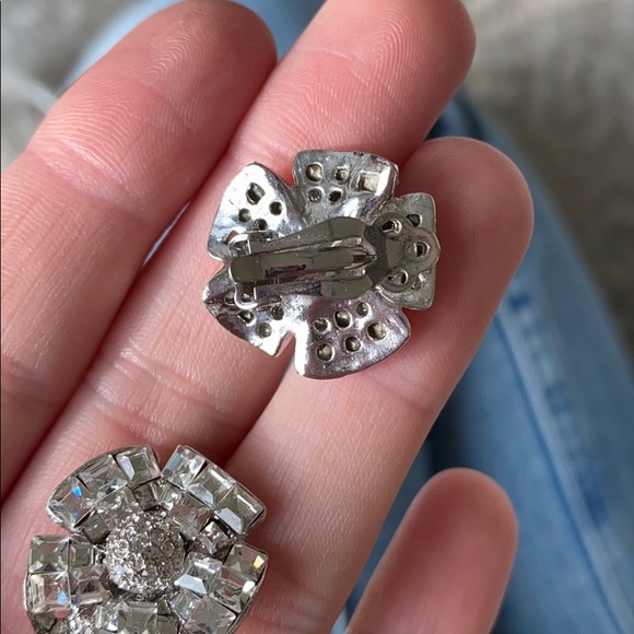 Crystal Clip on Flower Earrings - Picture 4 of 8